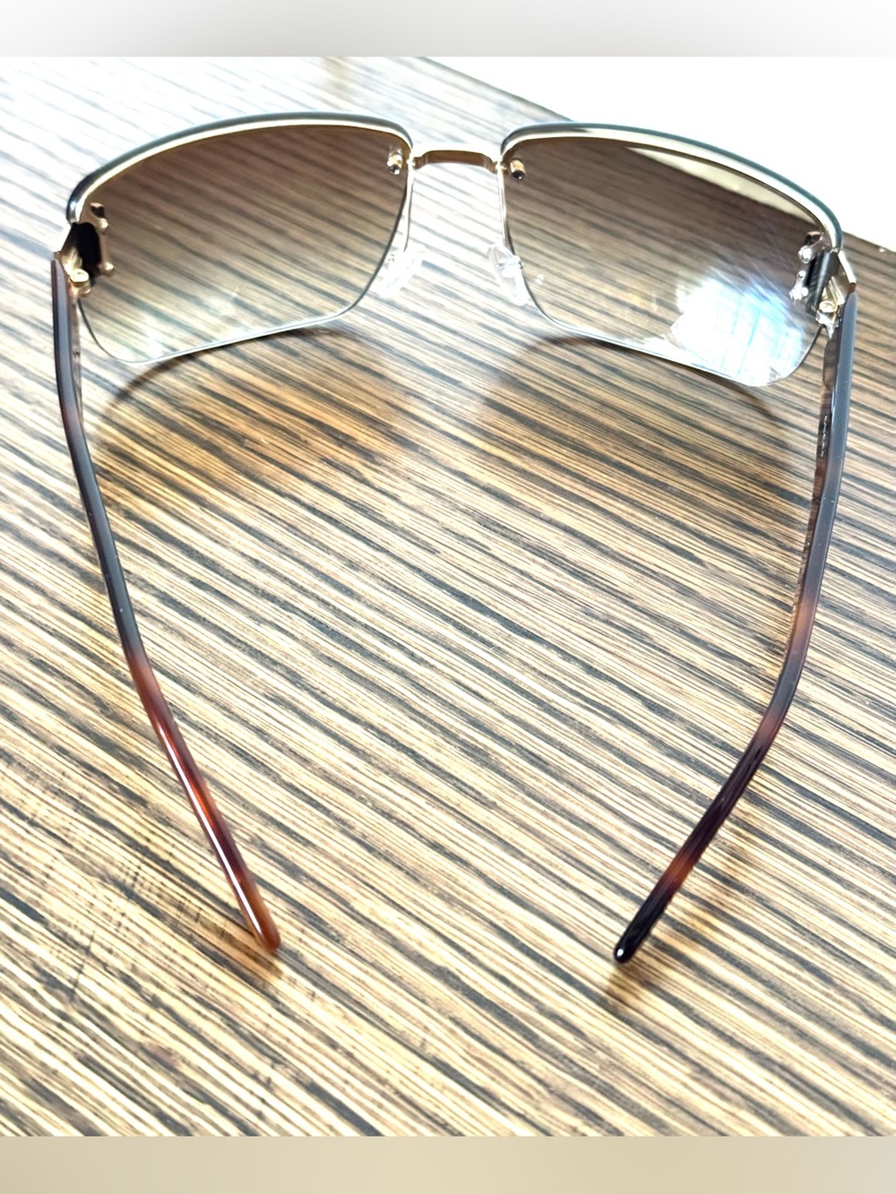 GUCCI Vintage GG 1798/S Rimless Sunglasses Tortoise Gold Y2K - Picture 6 of 10